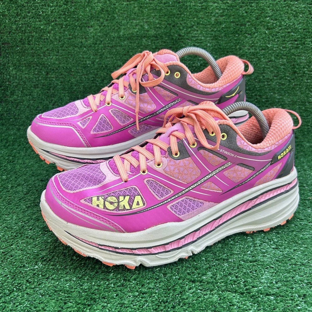 Hoka One One Stinson 3 ATR Womens 10 Pink Coral Trail Running Shoes 1008327 FFCR